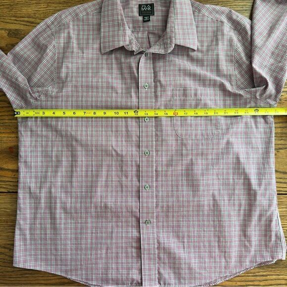 Jos A Bank Traveler Slim Fit Button Up Shirt magenta Plaid Long Sleeve Men’s XXL - Picture 4 of 7
